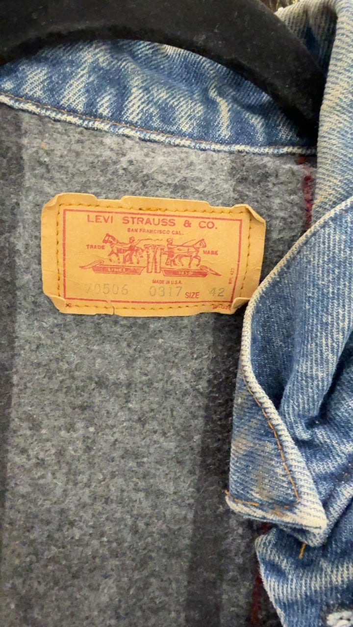 80s Levis 70506 0317 Blanket Lined Denim Trucker Jacke