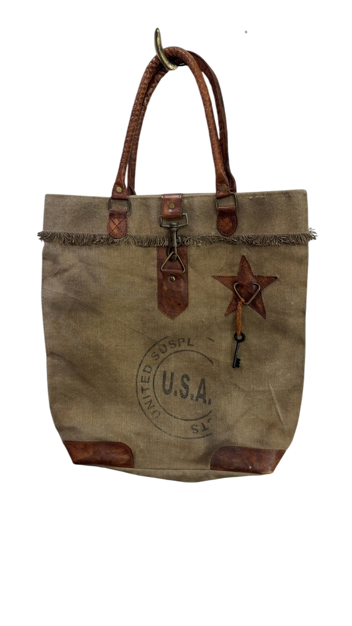 Recycled Handbag Beige and brown