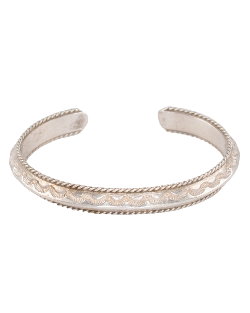 SS Stamped Bracelet  with Rope Edge