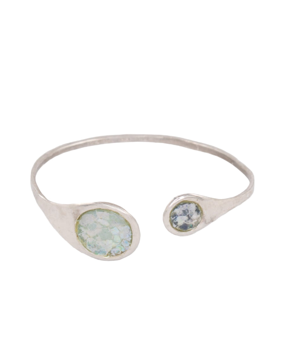 SS Bracelet with Resin Mother of Pearl Circles