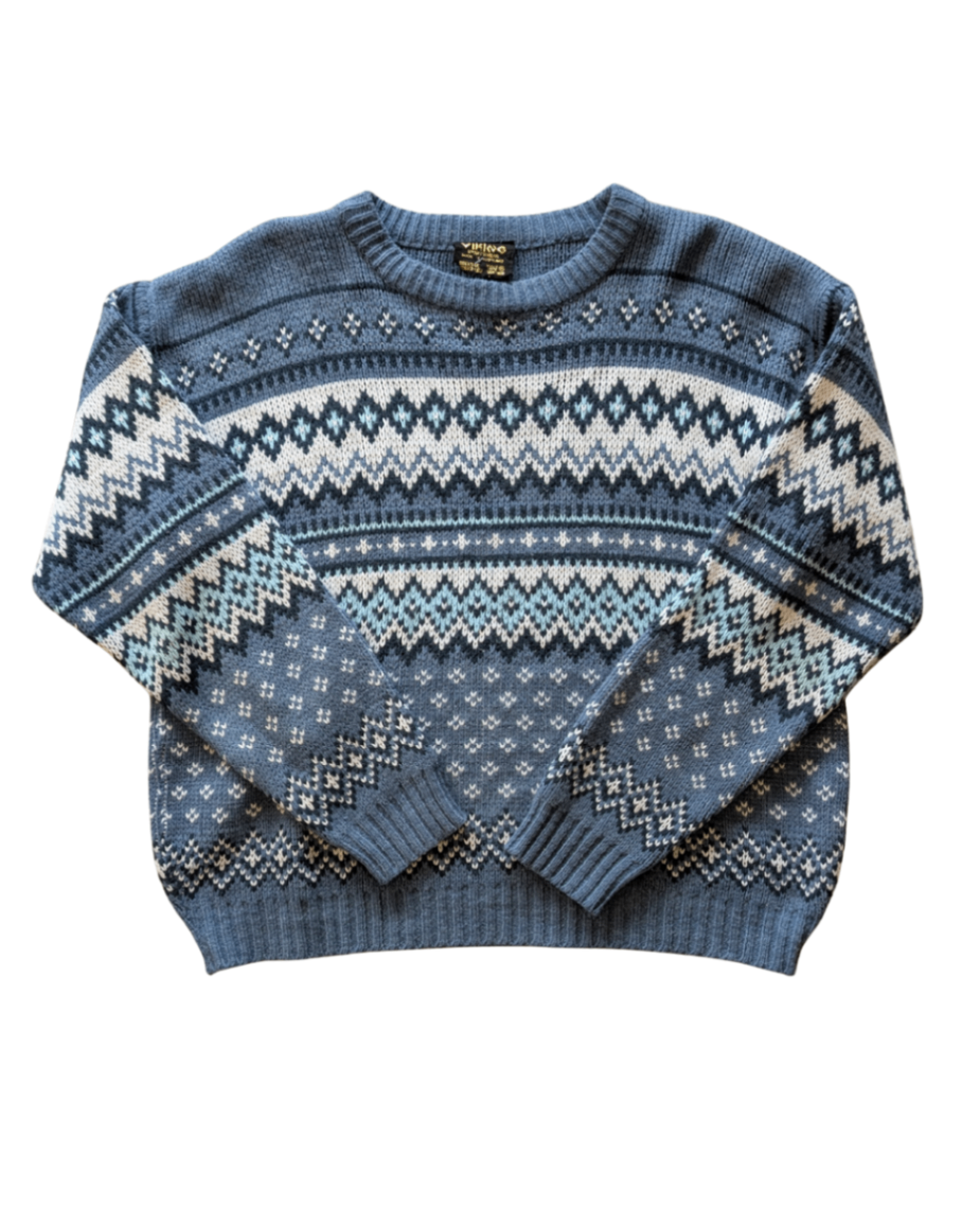 Dusty Blue Patterned Sweater 