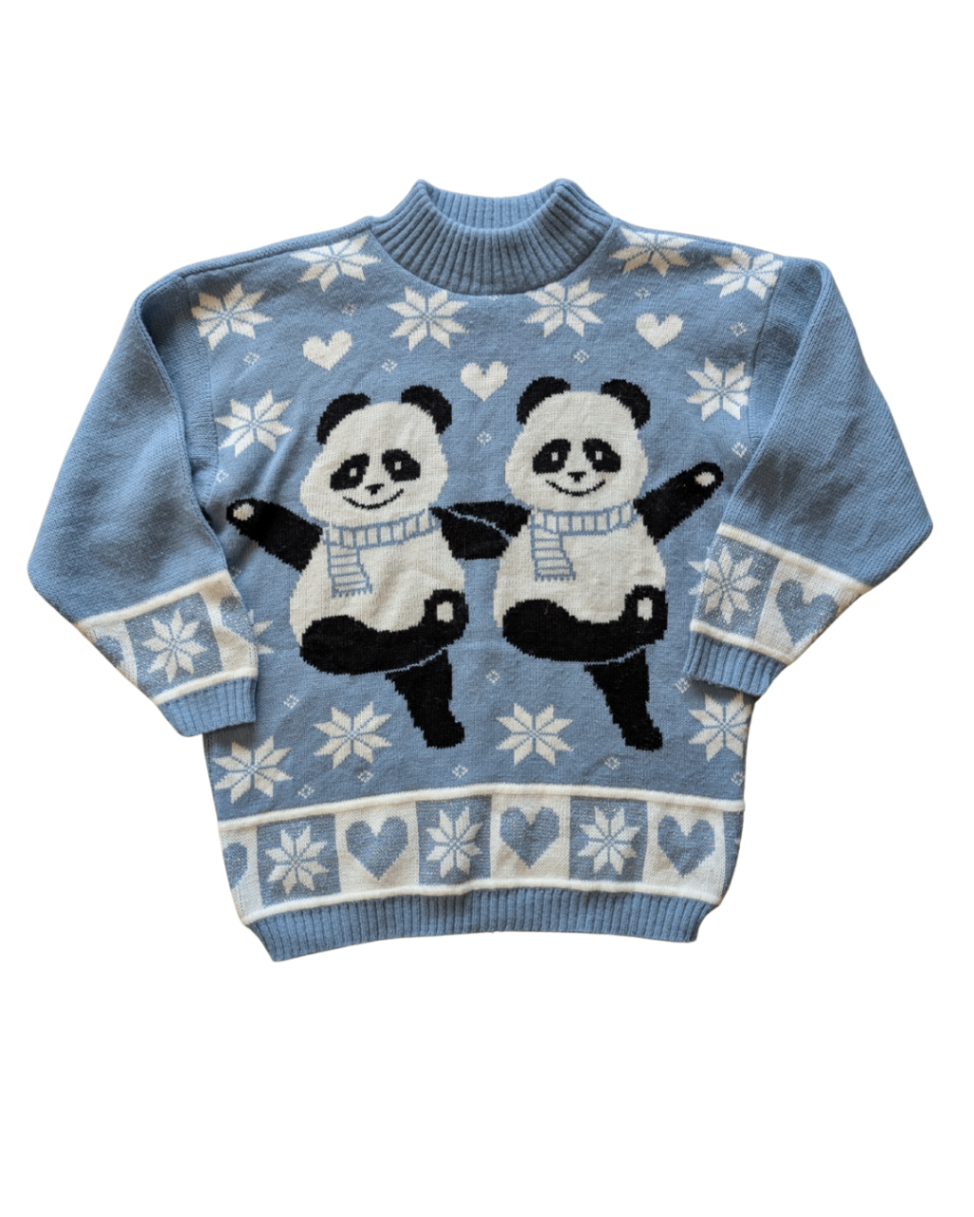 Vintage Blue Panda Sweater 