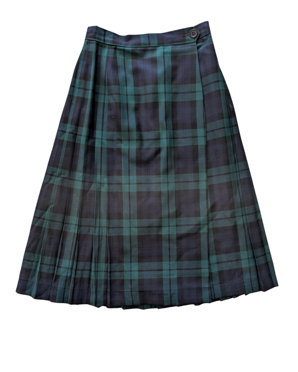 Vintage Made in England Green Plaid Skirt