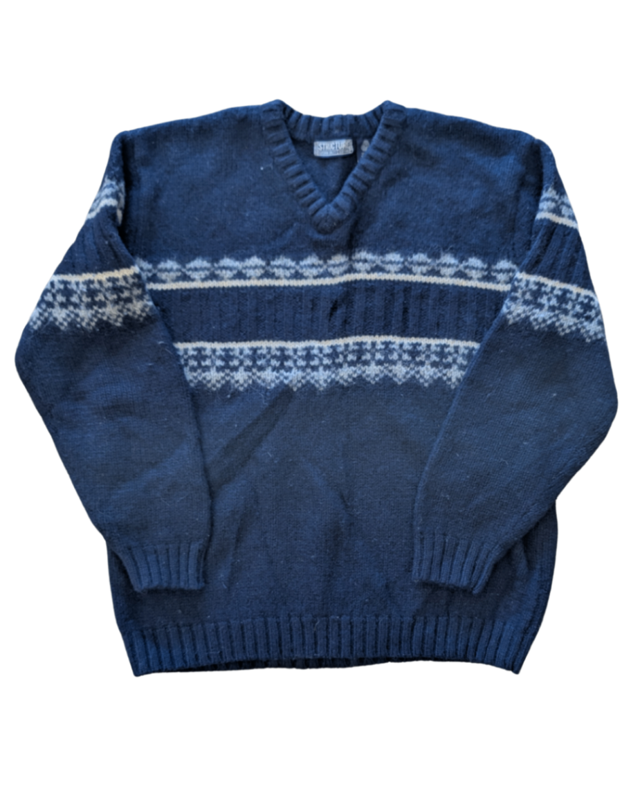 Navy Wool Striped Sweater