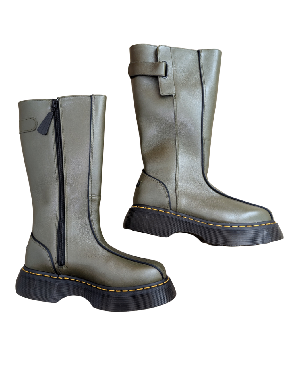 Dr. Martens Buzz High Olive Green Eclipse Leather Boots *NEW*