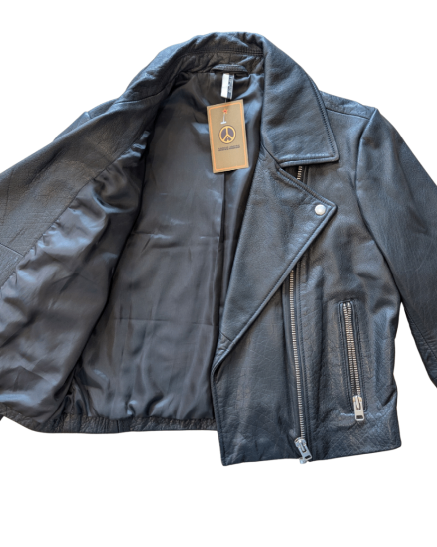 Topshop Leather Moto Jacket Black