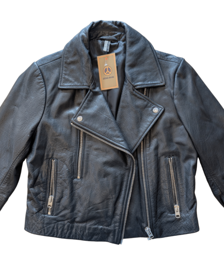 Topshop Leather Moto Jacket Black