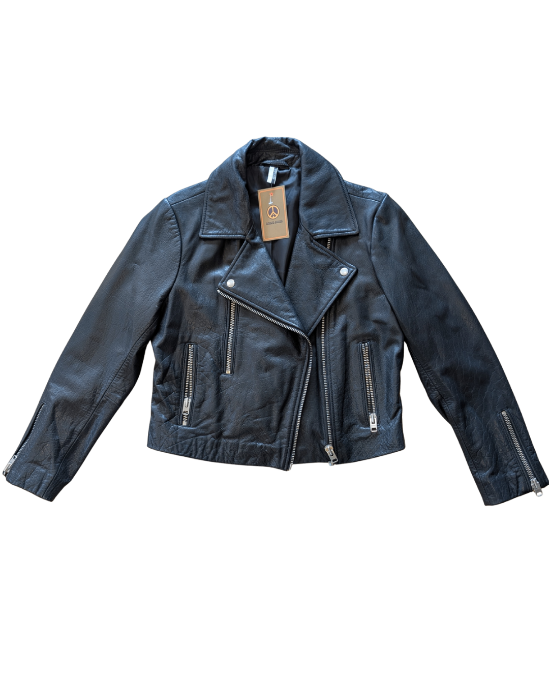 Topshop Leather Moto Jacket Black