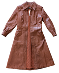 Rust Orange Leather Trench Coat