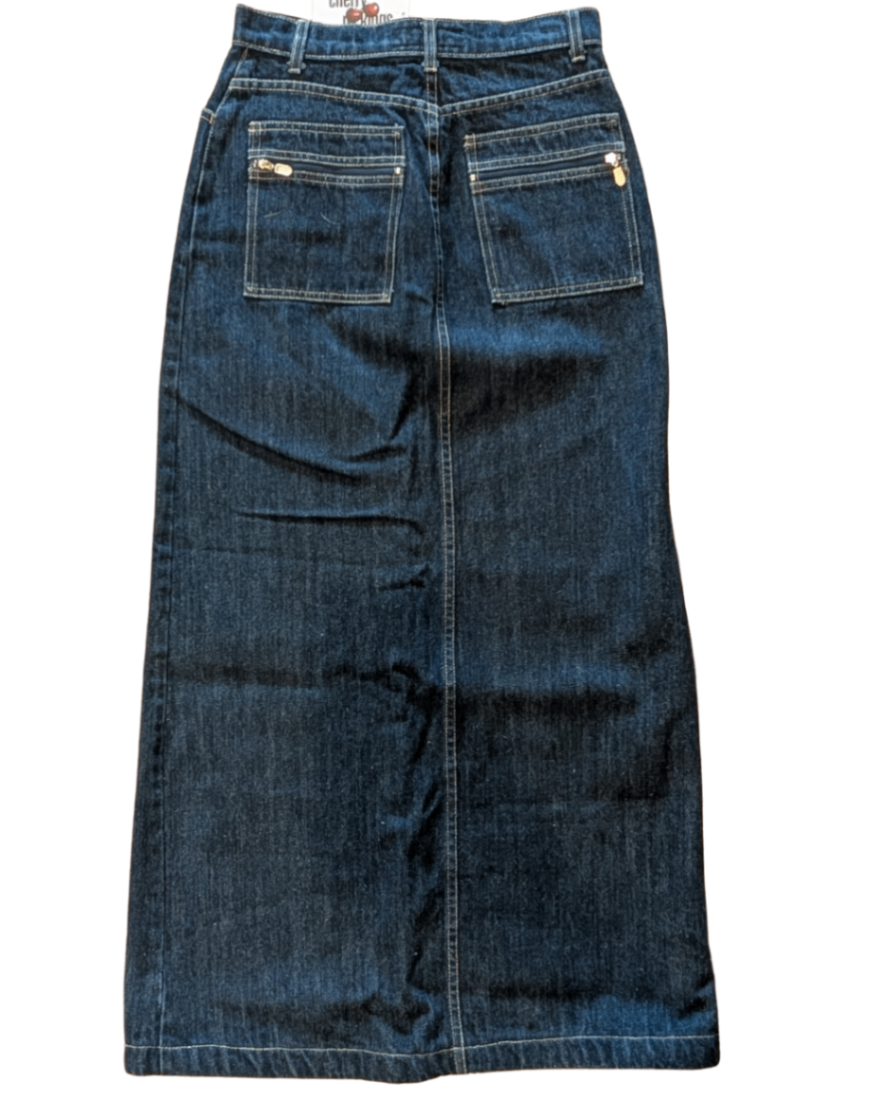 Vintage Dark Denim Maxi Skirt