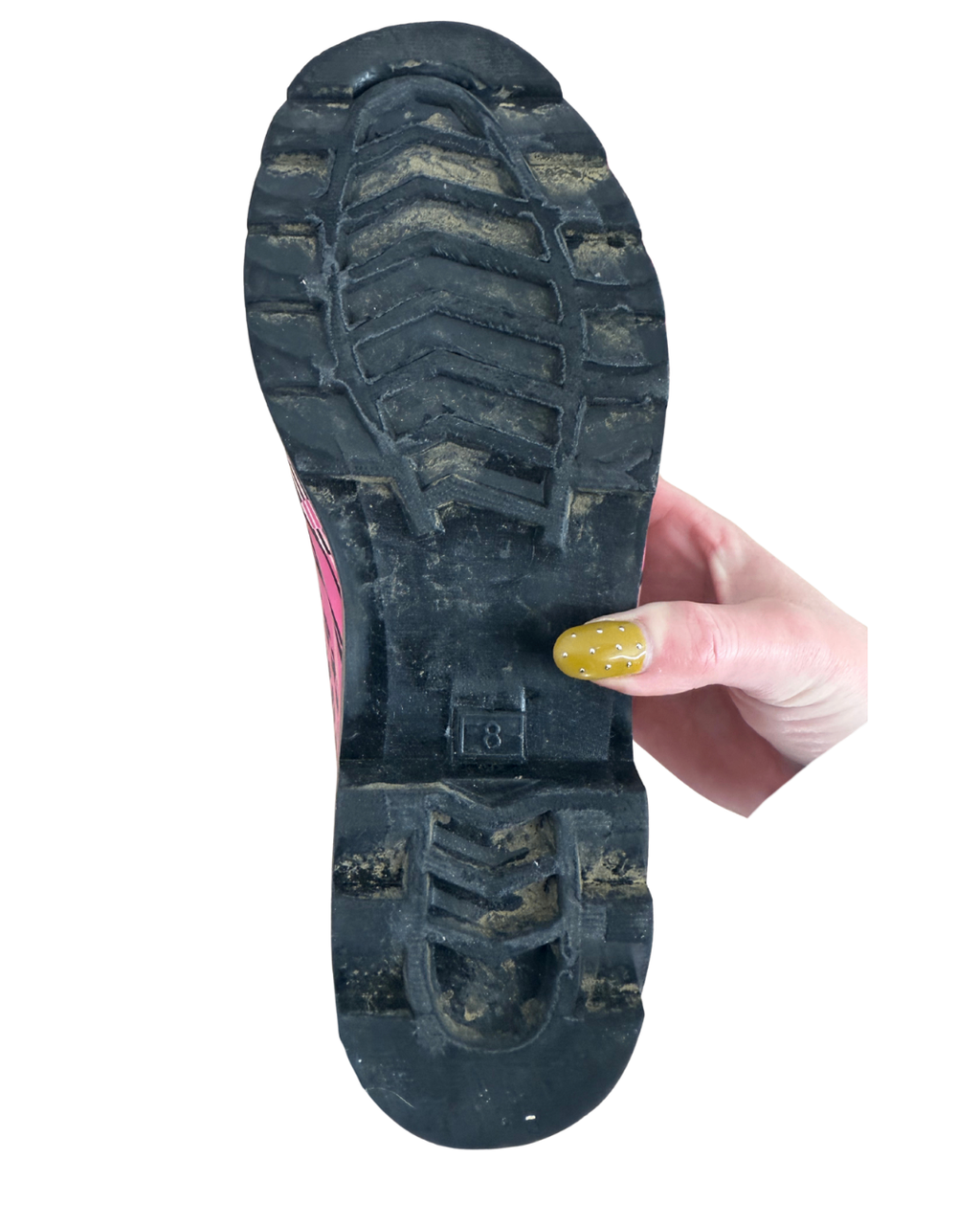 Chooka Boots 8 Pink with black, white, and purple accents