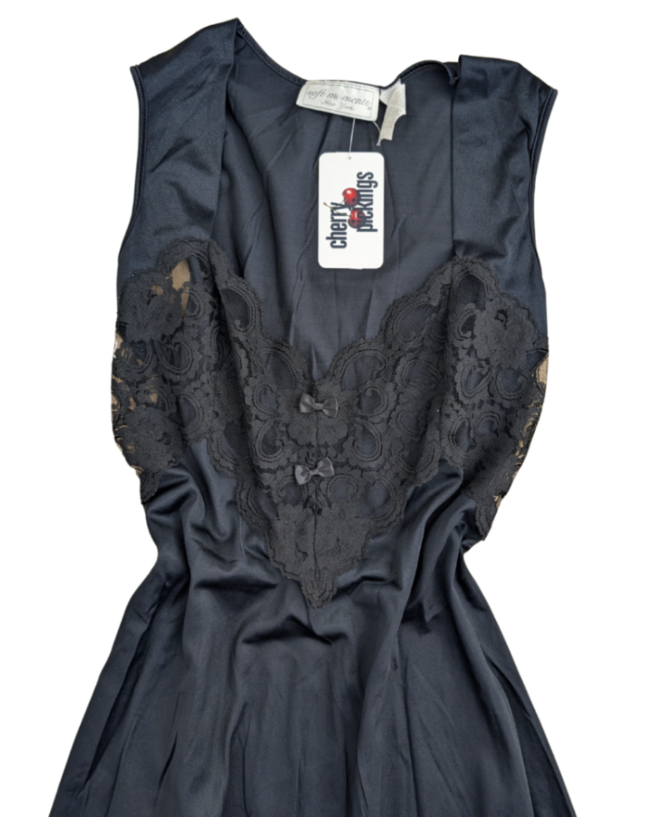 Black Vintage Lace Nightgown - M