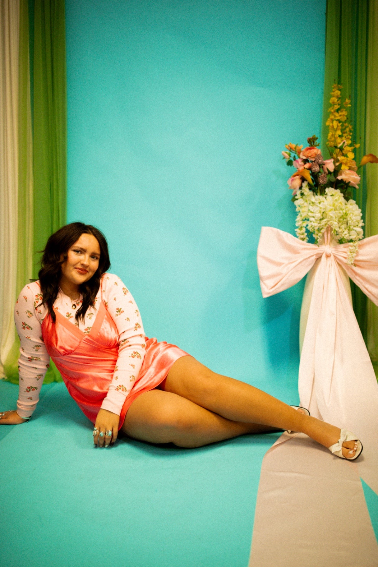 Large Coral Pink Slip Dress