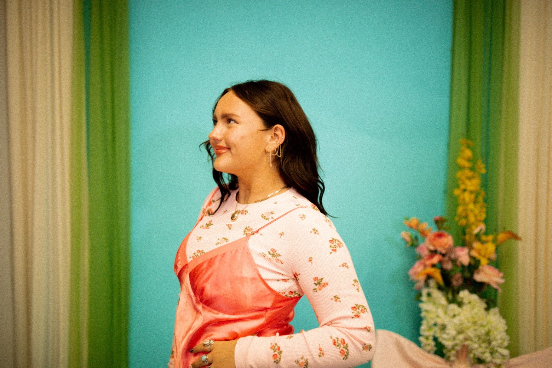 Large Coral Pink Slip Dress