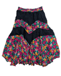Skirt Black with multicolored floral print Large