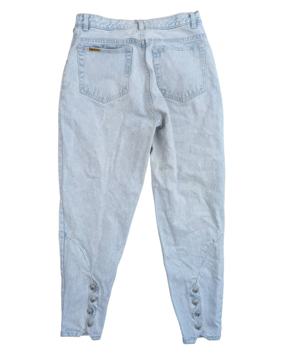 Heart Button Snap Denim Jeans Lightwash 17/18