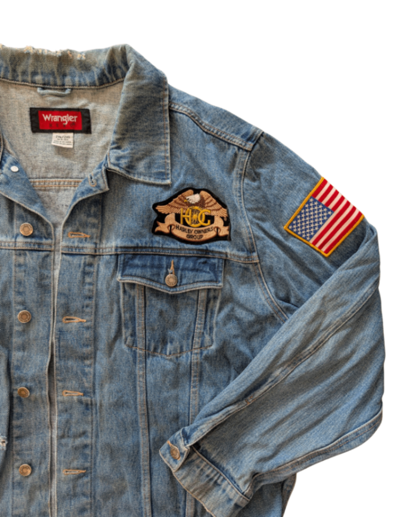 Vintage Wrangler Patch Denim Jacket - 2XL