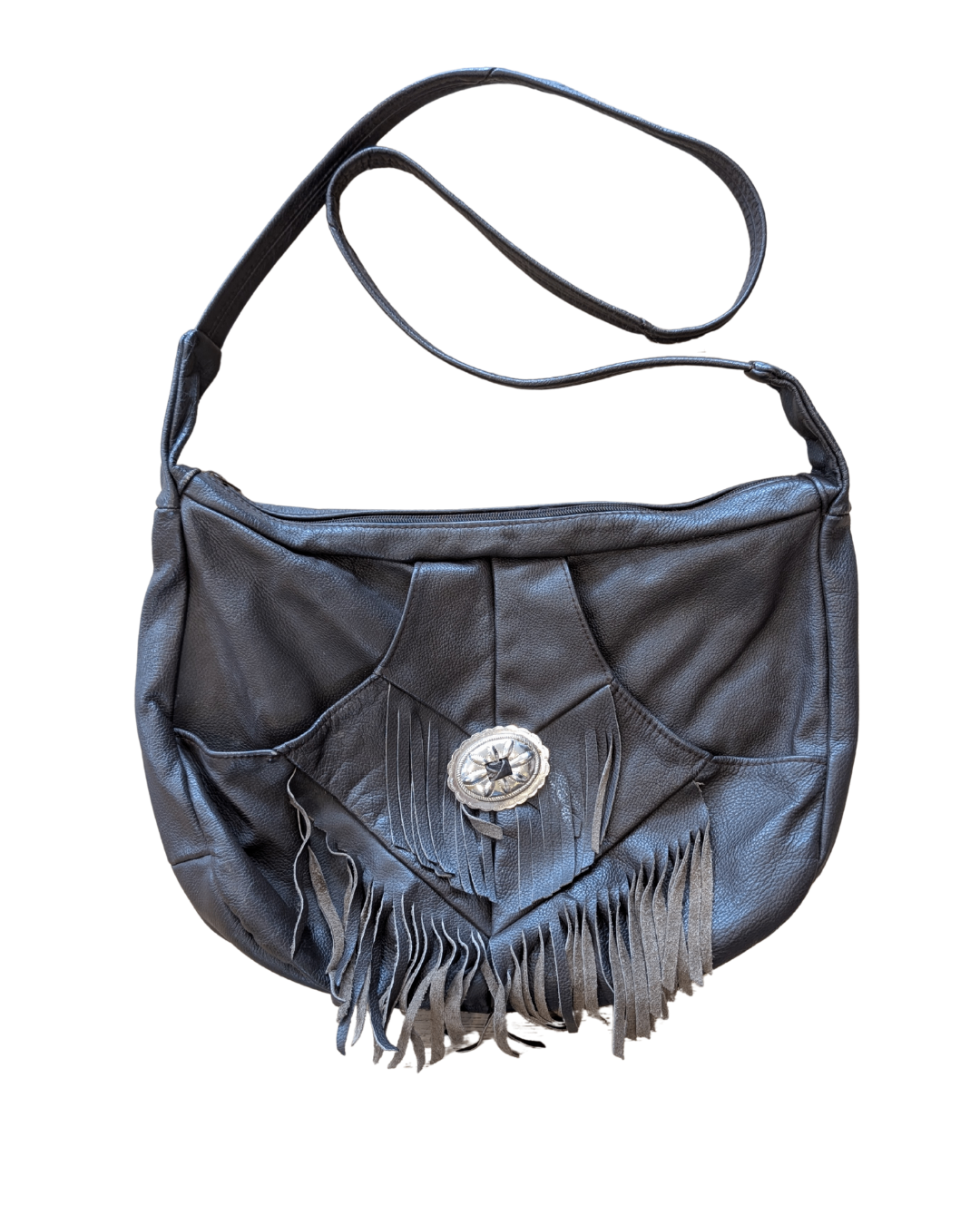 Genuine Leather Brown Fringe Bag