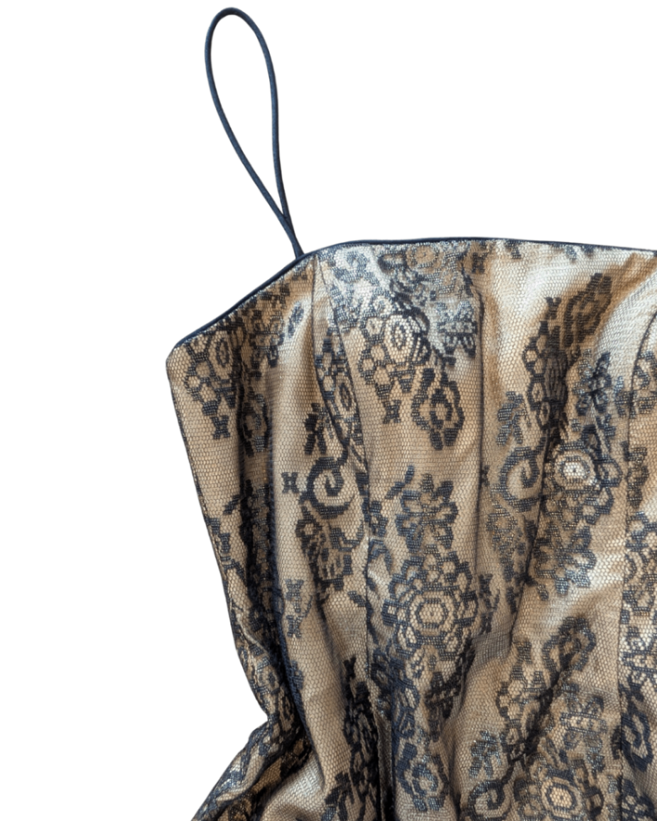 80's Gold/Black Feather Cocktail Dress - 12