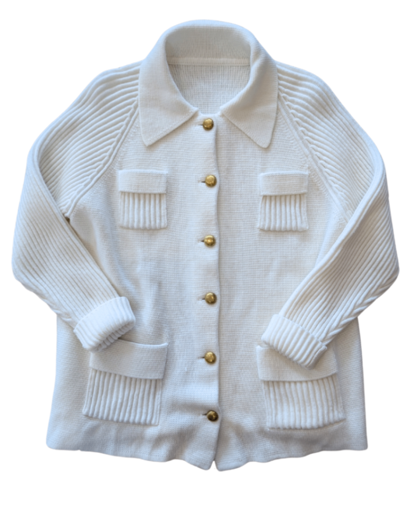Vintage White Button Cardigan