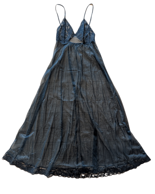 Black Sheer Lace Slip Dress - M/L