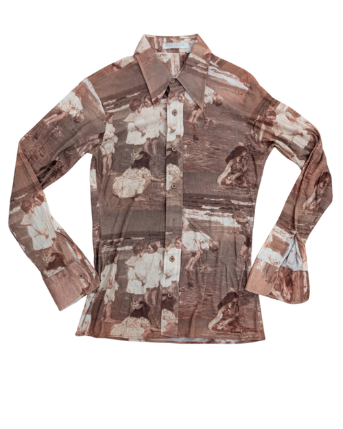 AOP 70's Dagger Collar Button Up - M (missing one button)