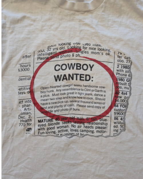 '92 Cowboy Wanted Tee - L