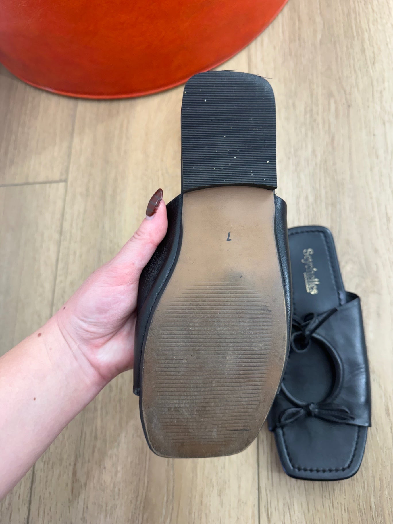 Seychelles Leather Bow Sandals 7 Black
