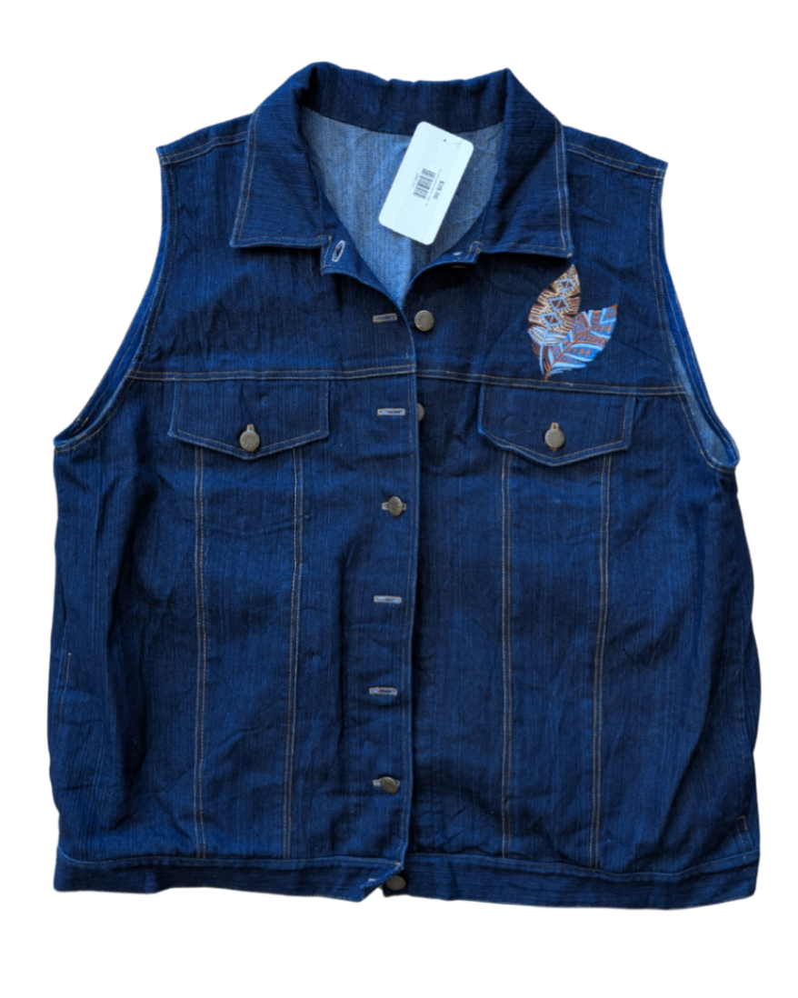 Horse/Feather Denim Vest - XL