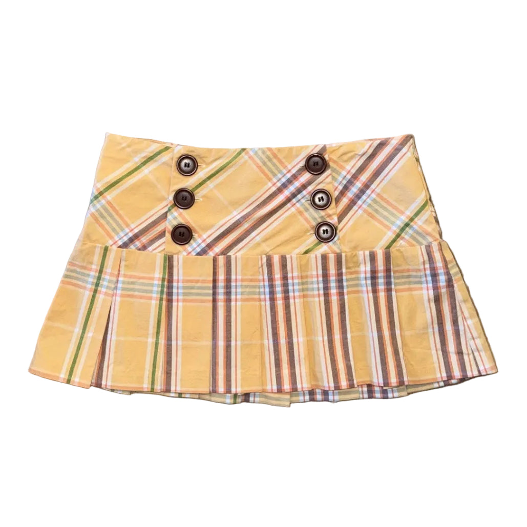 Y2K Plaid Skirt Yellow - S