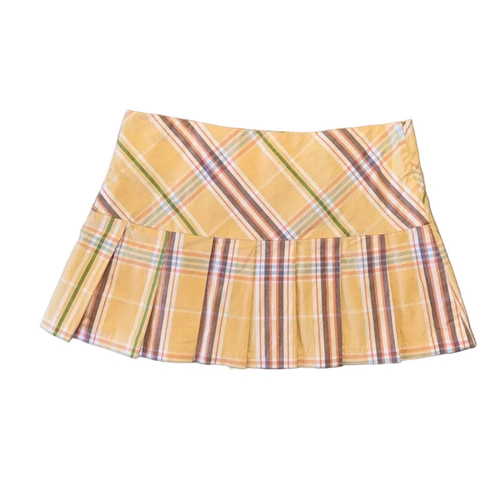 Y2K Plaid Skirt Yellow - S