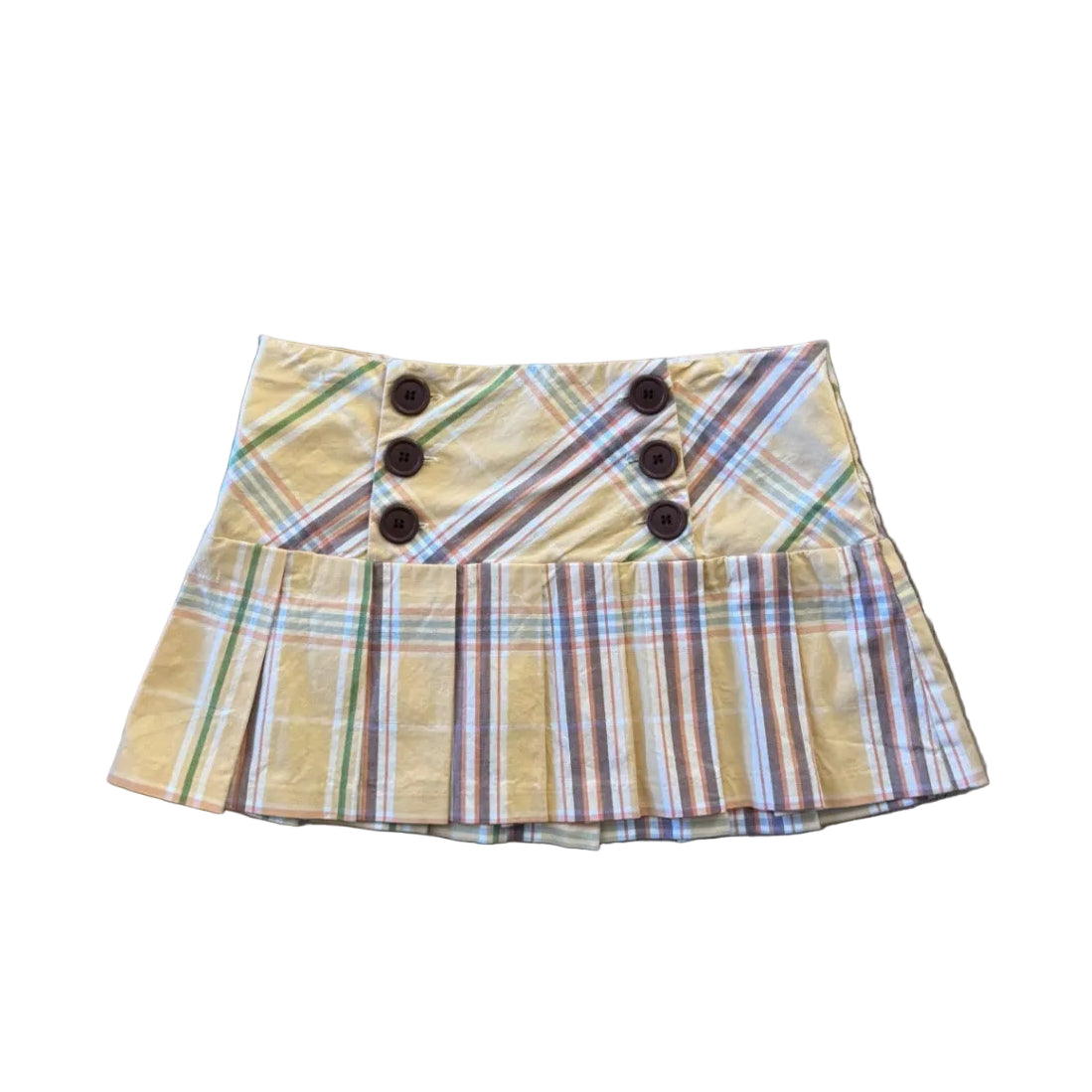 Y2K Plaid Skirt Yellow - S
