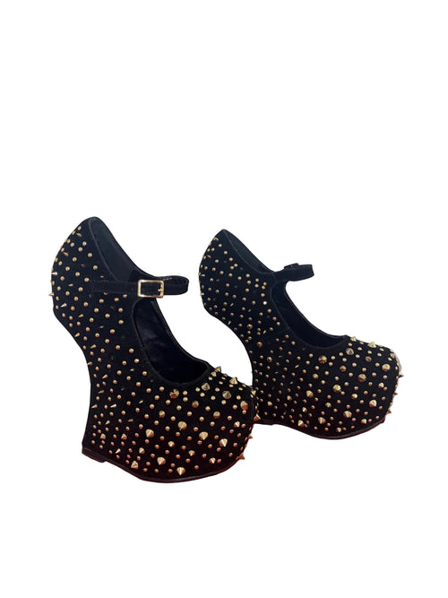 Alba Heelless Gold Spiked Shoes - 7