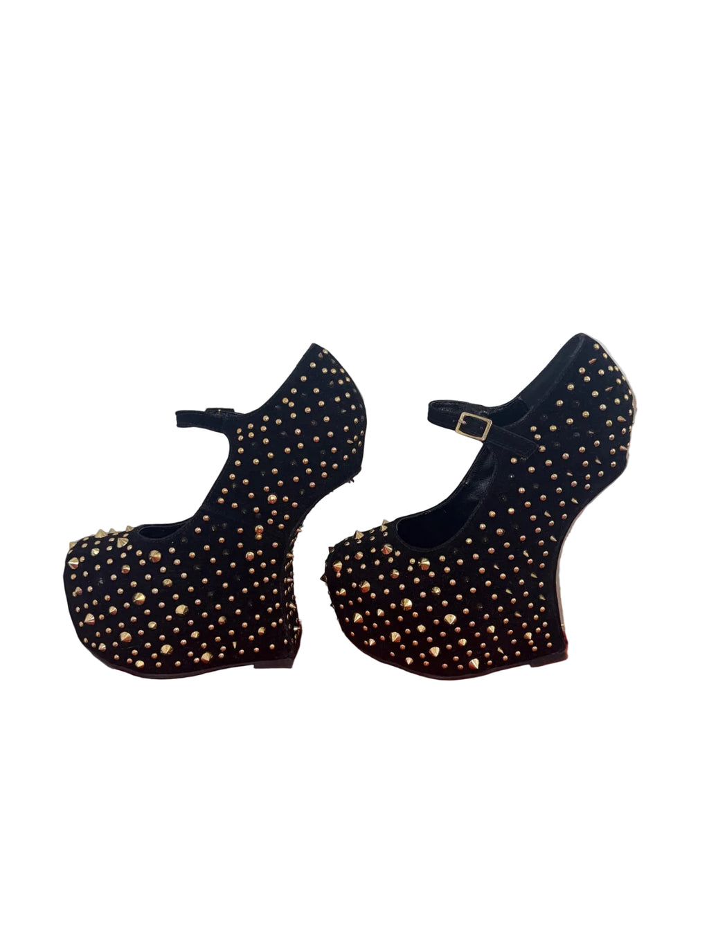 Alba Heelless Gold Spiked Shoes - 7
