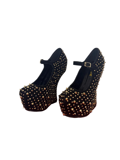 Alba Heelless Gold Spiked Shoes - 7