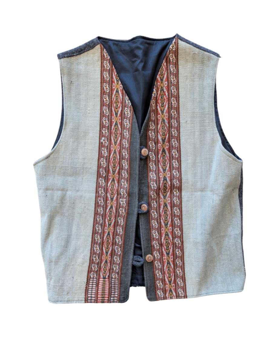 Vest Beige and multicolor embroidery