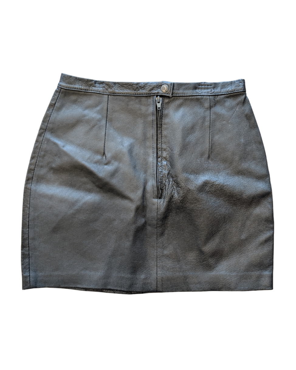 Genuine Leather Black Skirt - 28"W