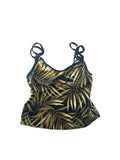 Swim Top Black and Gold Palm Leaves - S