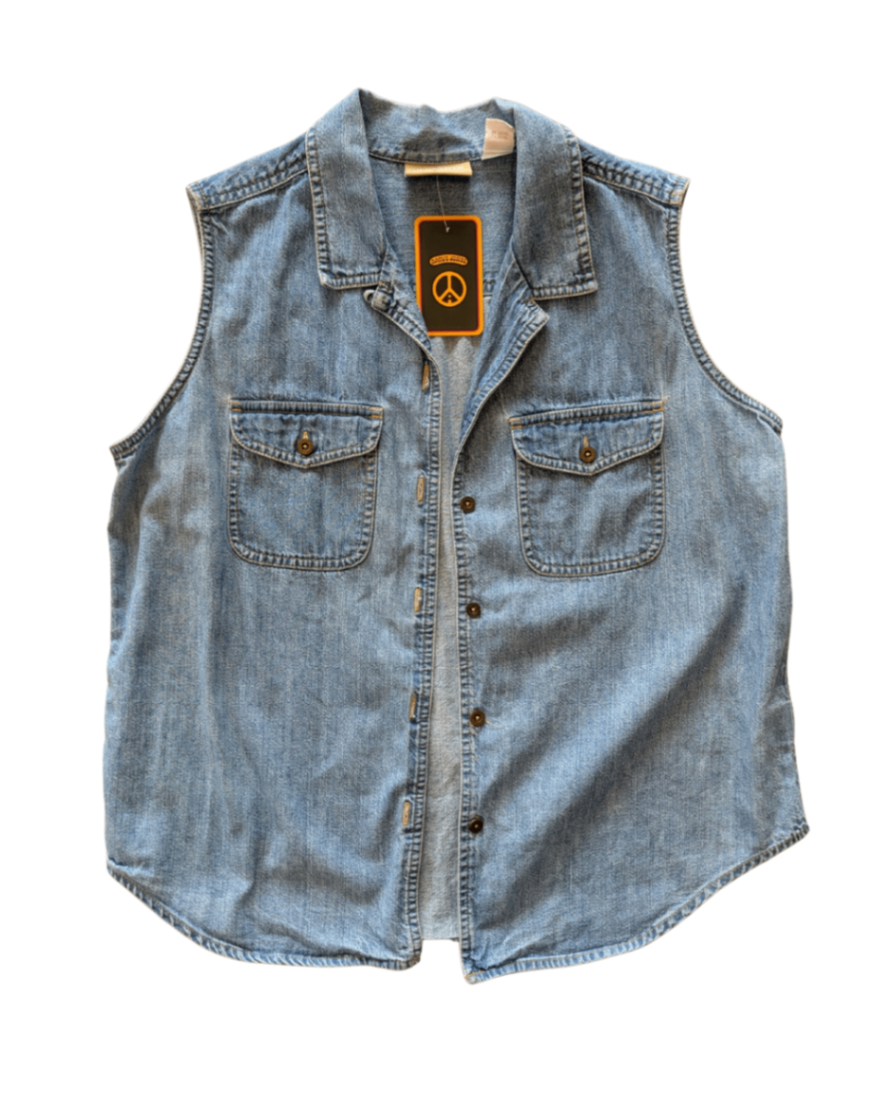 Denim Button Down Vest - L 