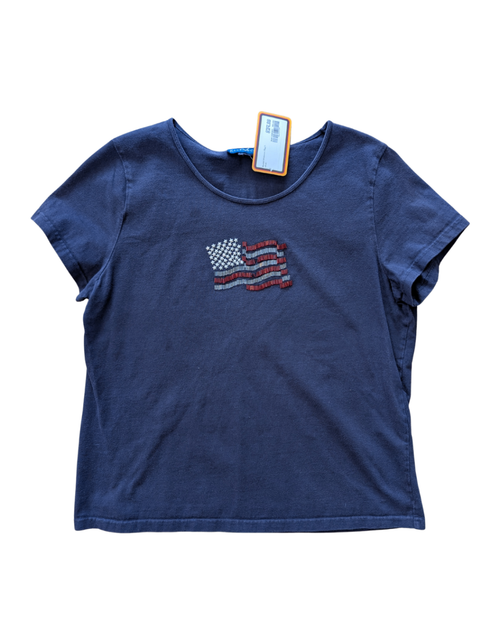 Beaded American Flag Tee - L