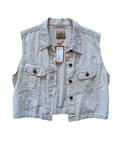 Linen/Cotton Tan Cropped Vest - XL