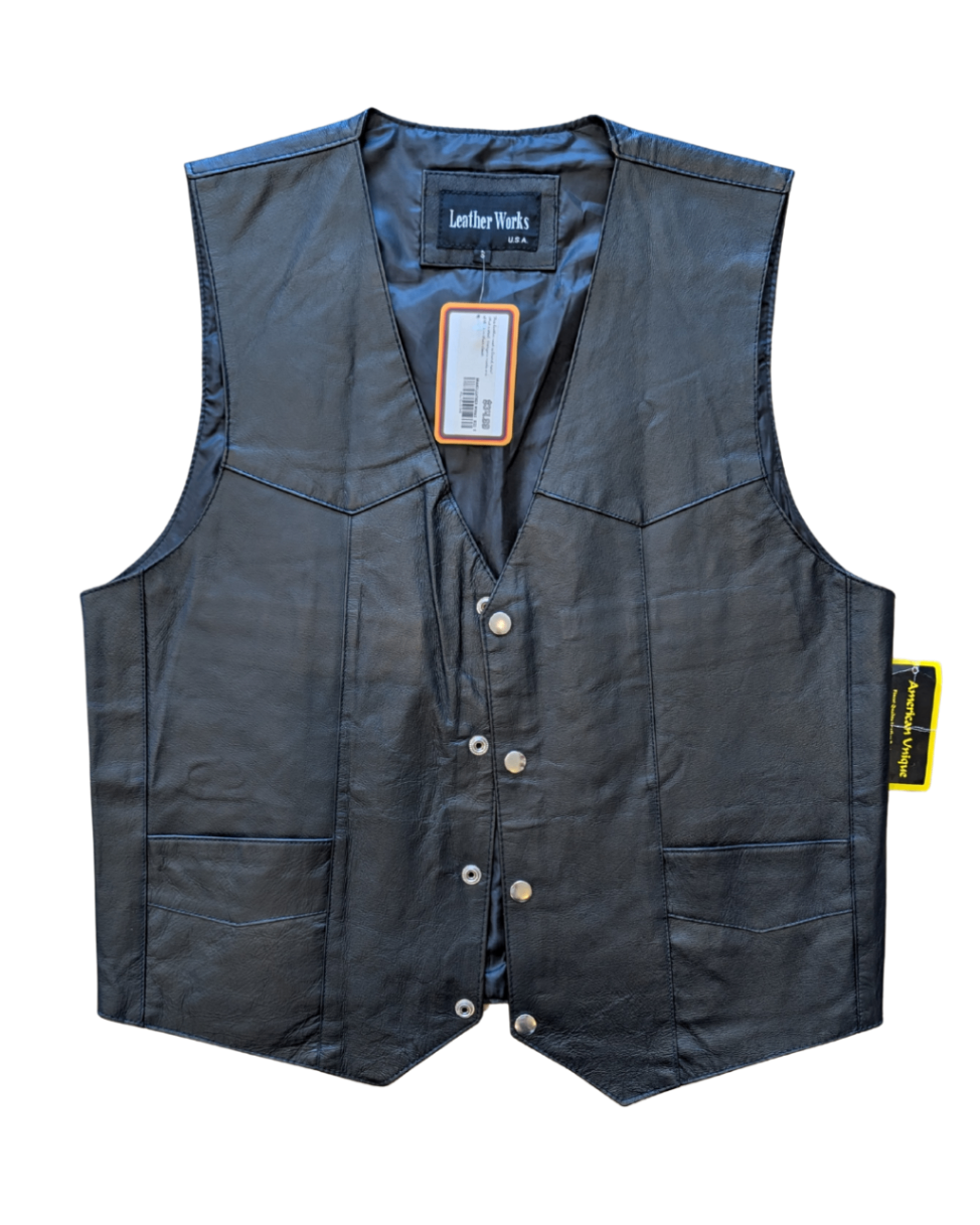 Black Leather Works Vest NWT - S (Mens)