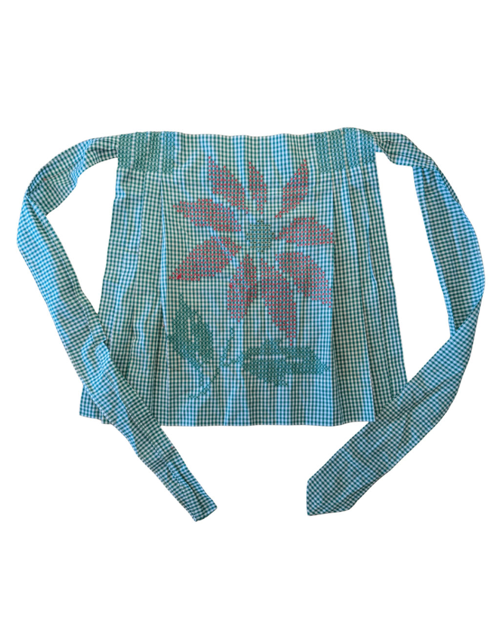 Green Cross Stitch Flower Apron
