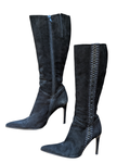 Black Suede Stiletto Boots 7.5