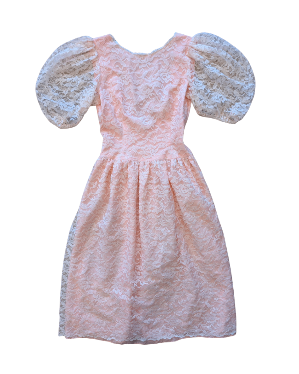 Vintage Blush Lace Dress (S)