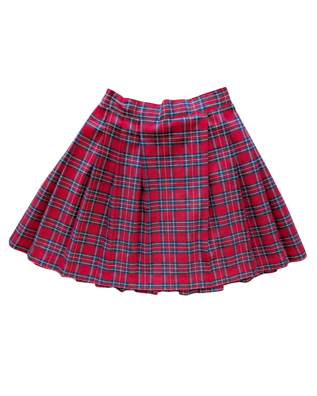 Red Plaid Pleated Skirt (XS)