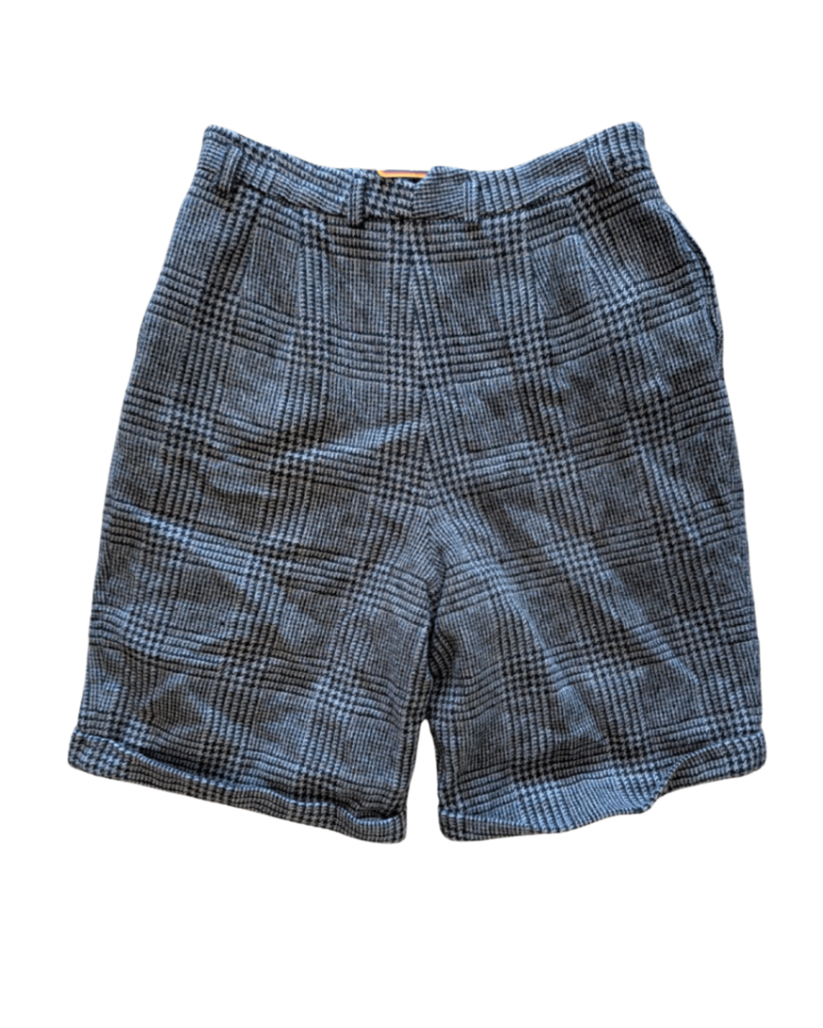 Wool Grey Plaid Shorts - (12) (30"W, 14"R)