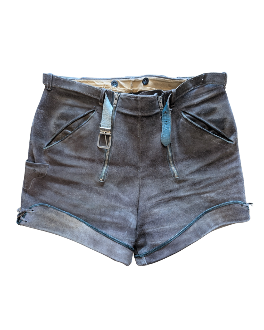 Leather Belted Mini Shorts - 36"W