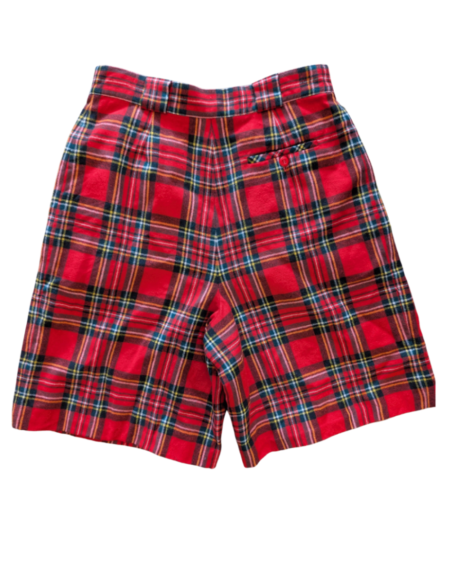 Wool Red Plaid Shorts (12) (30"W)