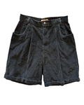 Cotton Black Ribbed Shorts (12) (30"W, 14"R)